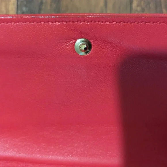 Authentic Christian Dior Lady Dior Cannage Trifold Wallet Lamb Skin Red - Picture 7 of 14